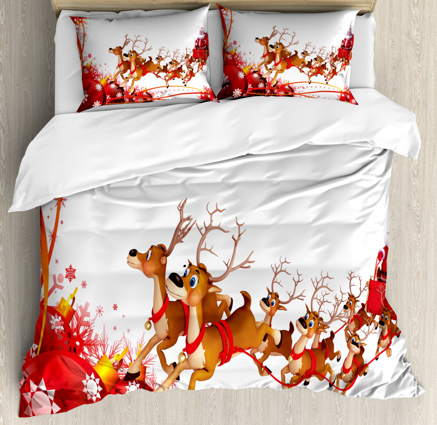 Animals Duvet Cover Bedding Set White Rapport Woodland Christmas Xmas Deer 