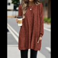 thumbnail image 4 of Camisas de Larga para Mujer Suéteres Largos con Bolsillos Tops Tipo Túnica Corte Holgado Rojo Ladrillo M, 4 of 8