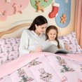 thumbnail image 5 of Manfei Kawaii Christmas Snowflake 7pcs Queen Bedding,Winter Holiday Bedding Comforter Set Queen,Pink Reversible, 5 of 7