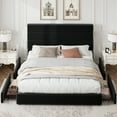 thumbnail image 3 of Amolife Queen Size Storage Platform Bed Frame with 4 Drawers & Upholstered Velvet Slat Headboard, Black, 3 of 12