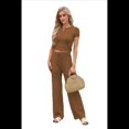thumbnail image 1 of Conjunto Deportivo de Verano para Mujer, de Corta y Bloques de Color, con Pantalones Ajustados, A Juego, para Estar en Casa, 2025 Color Café M, 1 of 8