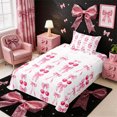 thumbnail image 3 of Meiyoeat Cute Ribbon Bow Twin Sheets 3pcs for Teens, Cartoon Fruit Cherry Bedding for Bedroom, Pink Red White, 3 of 6