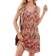 thumbnail image 4 of BRGZLK Summer Dresses for Women 2026 Casual Fashion Hawaiian Print V Neck Sleeveless Loose Breathable Tank Dress Vacation Beach Swim Coverup Sundress with Pockets Red A XL, 4 of 6
