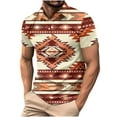 thumbnail image 1 of Camisas de Manga Larga para Hombres Impresos Girar Hacia Abajo Botones de Cuello Lateral Dividido, Casual Blusa de Manga Corta, 1 of 5