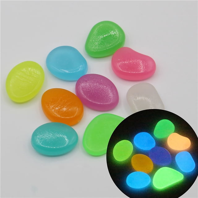 Galets Phosphorescents, Pierres Lumineuses pour Jardin et Aquarium, Roches Décoratives en Résine Non Radioactive pour Allée et Aquarium (Lot de 100 Pcs)