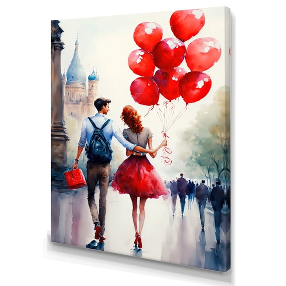 Designart Couples In Love In Paris I Canvas Wall Art
