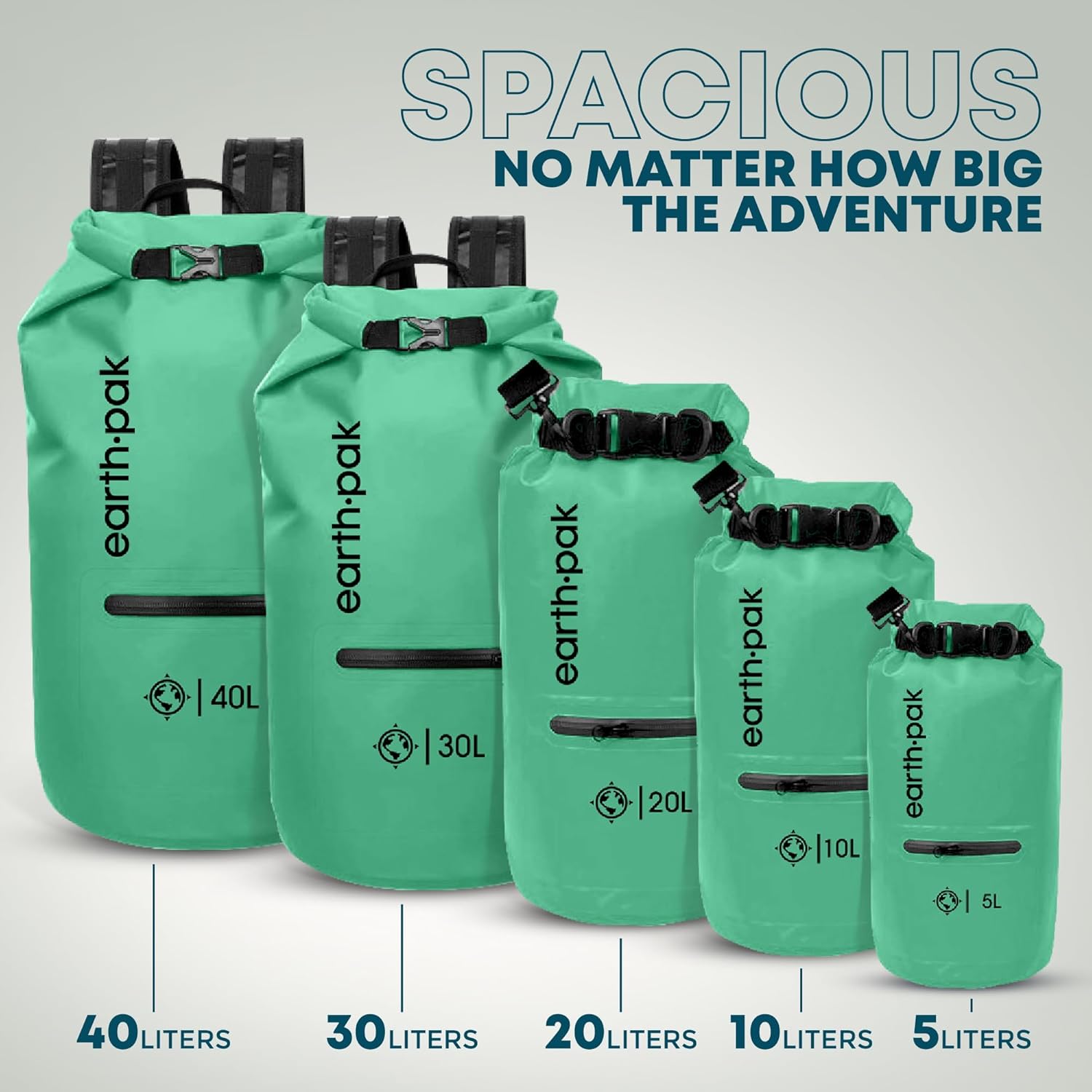 Waterproof Dry Bag with Zippered Pocket - Backpack Keeps Gear