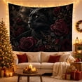 thumbnail image 3 of Black Panther in Dark Roses with Full Moon, Mystical Gothic Art for Dark Art Lovers, Wildlife Wall Art, Halloween Gift Tapestry Wall Hanging for Bedroom and Living Room, 3 of 7