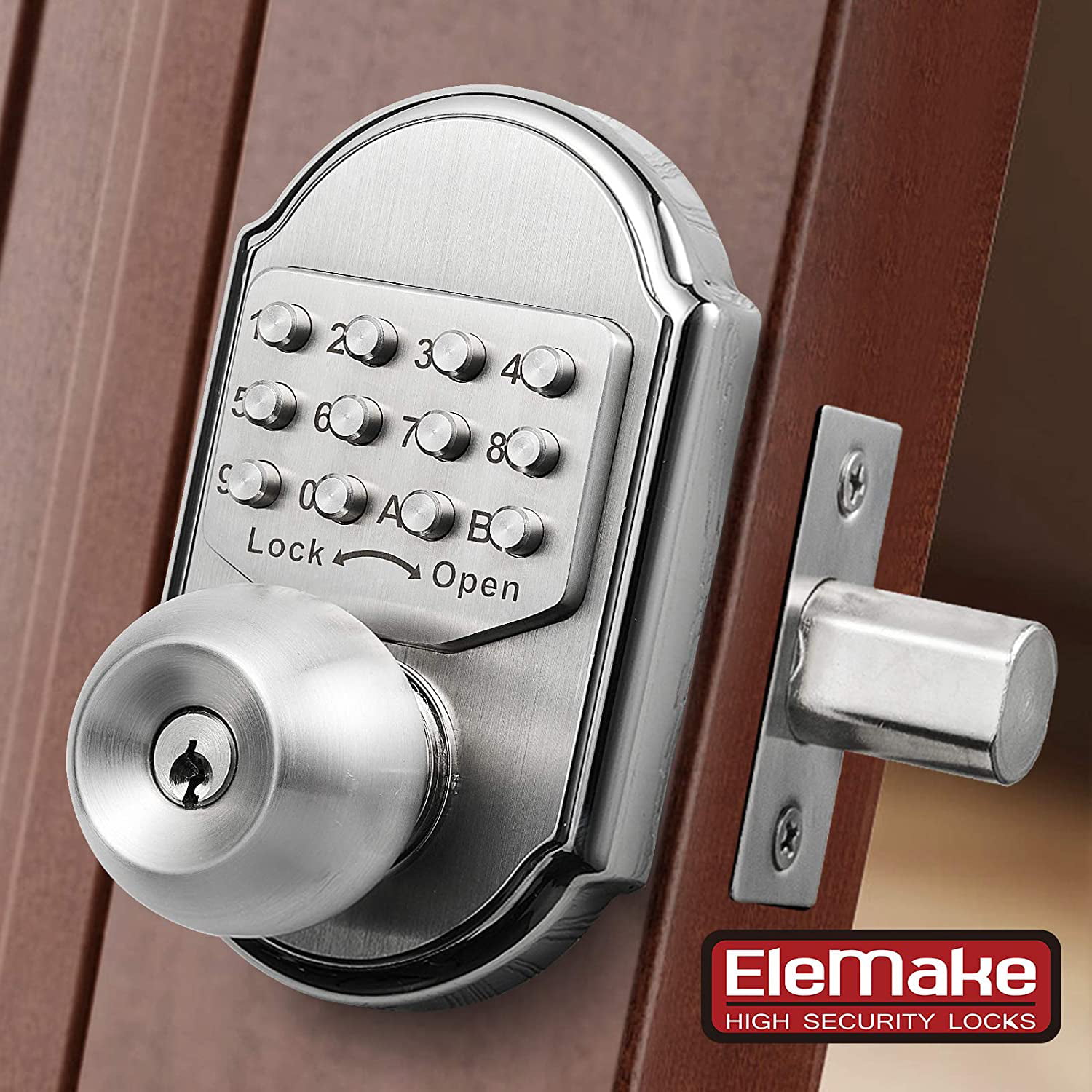 Keypad 2 Keys Mechanical Door Lock Keyless Code Entry Deadbolt Elemake 