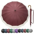 thumbnail image 1 of xianlin-54 Inch Golf Umbrella Windproof Waterproof Durable Strong 16 Ribs with Automatic Open Wooden Handle Hook Stick Umbrella for Rain Sun and Wind, 1 of 4