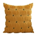 thumbnail image 2 of Taotanxi Fall Embroidered Pumpkin Throw Pillow Covers 18x18 Set of 1, Autumn Decor Cushion Cases for Couch Sofa, Farmhouse Rustic Style, Plush Textured Wool with Green Stem Embroidery, 2 of 7