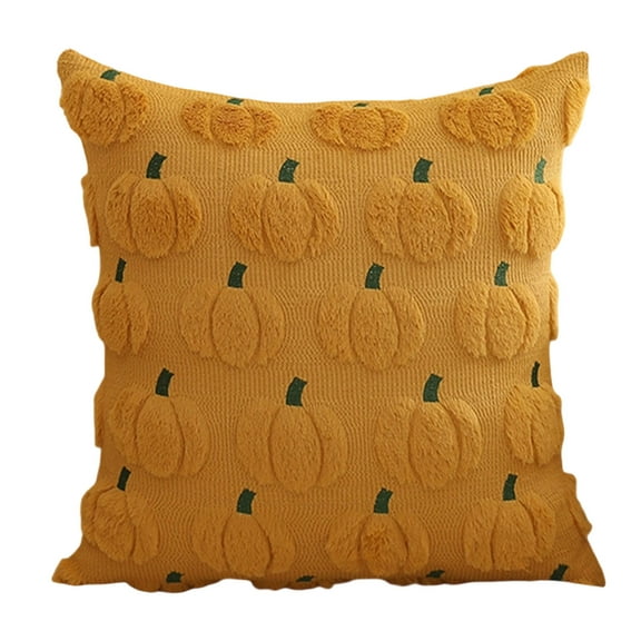 Uutvery Halloween Pillow Cover, 18x18 Inch PV Velvet Cushion Cover with Pumpkin Festival Decoration, for Living Room Sofa Bedroom, Spooky Seasonal Decor