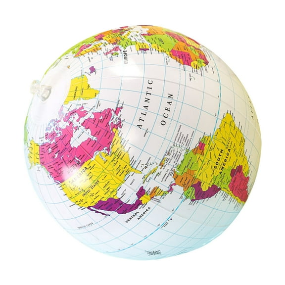 Clispeed Portable Inflatable Globe with English Map for Beach and Pool Decoration