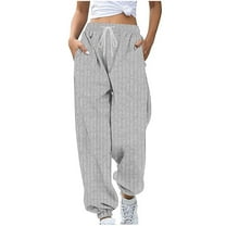 XUNKUSGA Sweatpants Women Rib Knit High Waisted Drawstring Pants for Women Lightweight Comfy Workout Women's Pants with Pockets Fashion Solid Color Cinch Bottom Womens Leggings