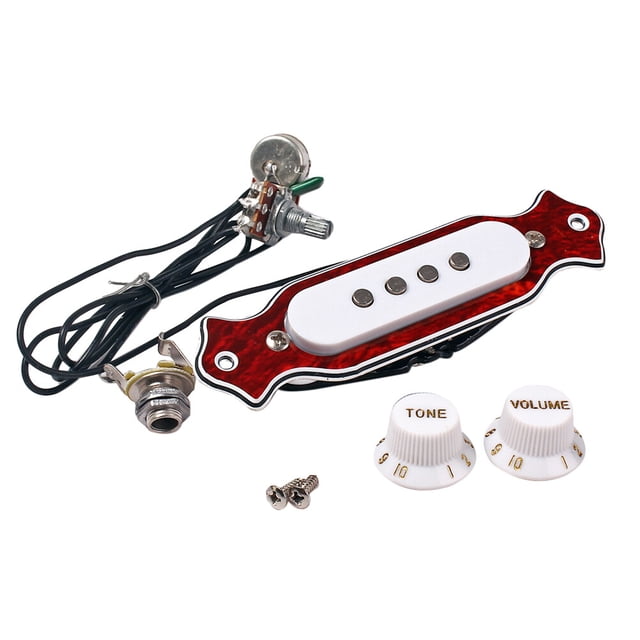 EeaseMX Pastilla de guitarra acústica de cuatro cuerdas, color rojo oscuro, de 4 polos y caja de puros, de metal, para reemplazar accesorios musicales GMB328