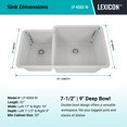 thumbnail image 6 of 32" x 19" Quartz Kitchen Sink, 40/60 Double Bowl Kitchen Sinks, Drop-in Sink, Undermount Sink, Galaxy White Kitchen Sink, Double Sink Kitchen, Grids, Strainer and Flange, Lexicon Platinum LP-4060-W, 6 of 12