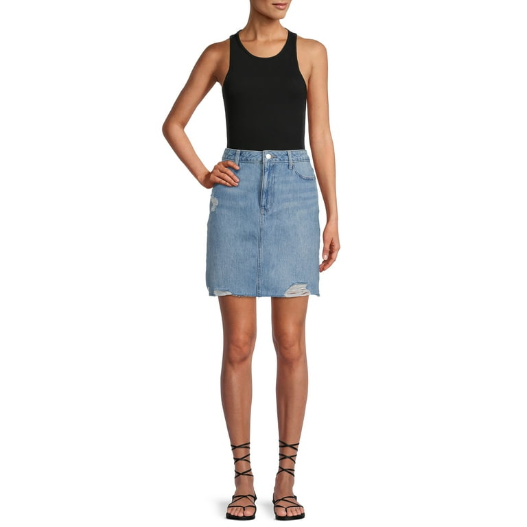 Long denim skirt clearance walmart