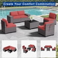 thumbnail image 6 of ASJMR 6 Pieces Patio Outdoor Furniture Set All-Weather Rattan Wicker Conversation Outside Sectional Sofa Chair Set with Cushions & Coffee Table,Red, 6 of 10