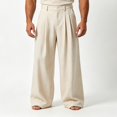thumbnail image 4 of Frnrwgo Men's Pleated Wide Leg Dress Pants, Wrinkle Resistant Straight Business Casual Trousers Relaxed Fit, 4 of 6