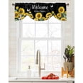 thumbnail image 5 of Tie Up Valance Curtain for Kitchen,Welcome Home Sunflower Funny Words Rod Pocket Short Curtains Adjustable Tie-Up Shade Valances,Black Yellow Window Treatment for Bathroom Living Room Bedroom, 5 of 8