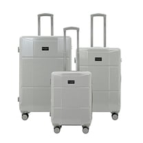 Isaac Mizrahi Aero 3-Piece Hardside Luggage Set Lightweight and Expandable, Stone Grey, 20 in 24 in 28 in