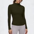 thumbnail image 4 of Stichou Women's Mock Neck Shirt Long Sleeve Slim Fit Spring Fall Tops Thermal Base Layer Soft Lightweight Stretch Undershirts Army Green XL, 4 of 6