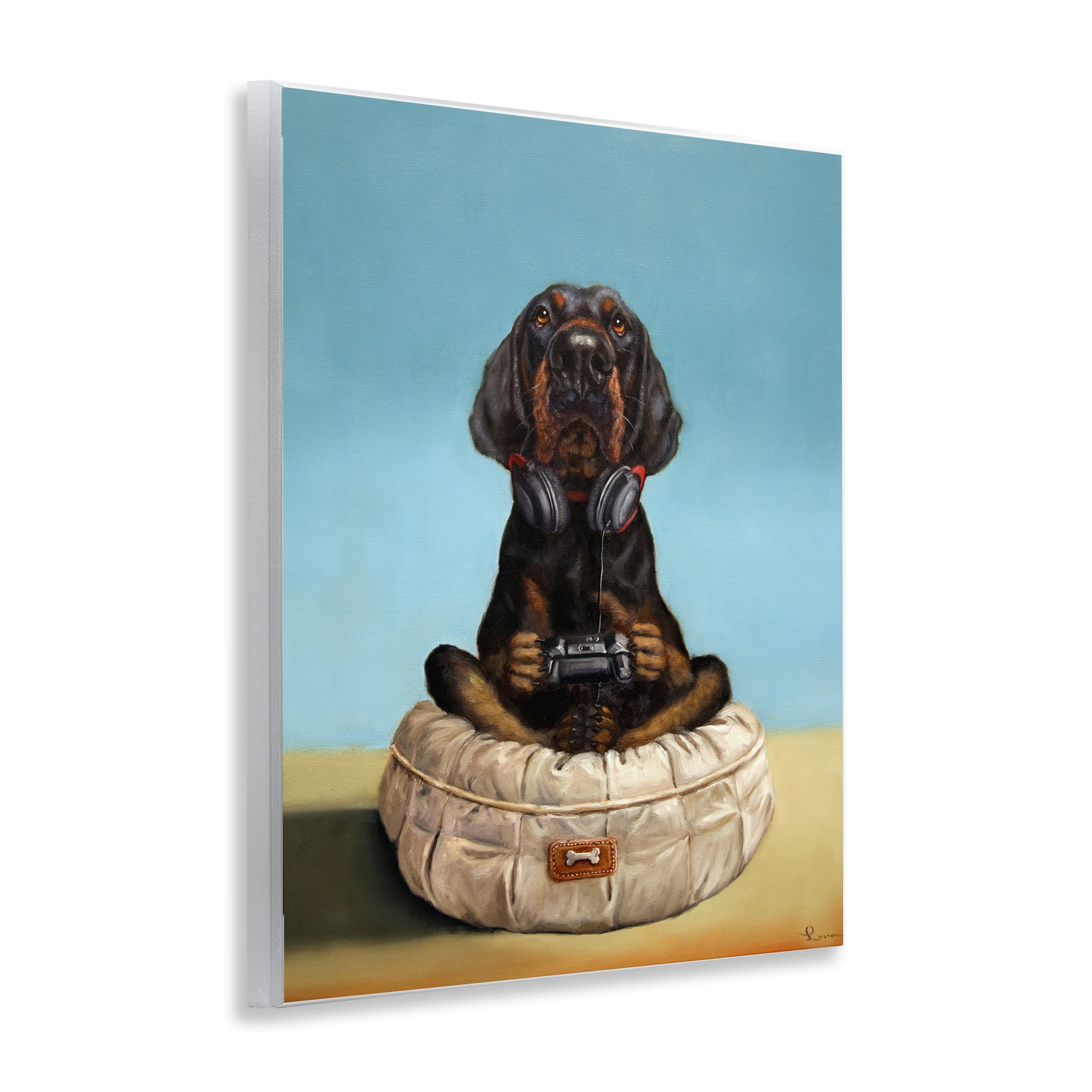 Stupell Industries Game Boy Playing Dog Wall Plaque Art, design by Lucia Heffernan