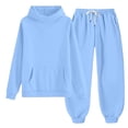 thumbnail image 2 of LIIPEE Autumn Winter Outfit Sets For Girls Solid Color Long Sleeve Pullover Hoodies And Sweatpants 2 Piece Set Kids Casual Comfortable Cute Outfits,8-9 Years, 2 of 2