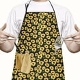 thumbnail image 2 of Black Yellow Sunflower Pattern Apron-Garden Aprons for Women with Pockets-Cotton Linen Waterproof Kitchen Cooking Gardening Aprons Adjustable for Kitchen,Cooking,BBQ and Salon 33x27 Inch, 2 of 7