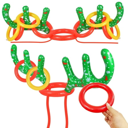 KANCOKIT Christmas Inflatable Reindeer Antler Ring Toss Game, Family Indoor Outdoor Christmas Party Games, Fun Xmas Gifts