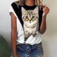 thumbnail image 1 of SMihono Hauts pour Femmes Été Décontracté T-Shirts Col Rond Imprimé Animal Manches Courtes Blouse Grande Taille, 1 of 5