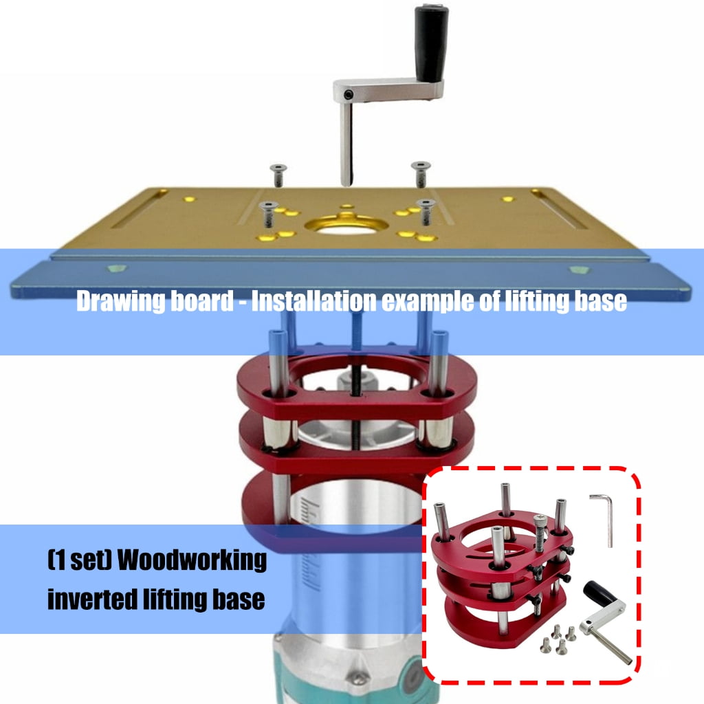 Precise Router Table Base For Woodworking With Crank Handle Adjustment And Four Clamp System For Compact Trimmers