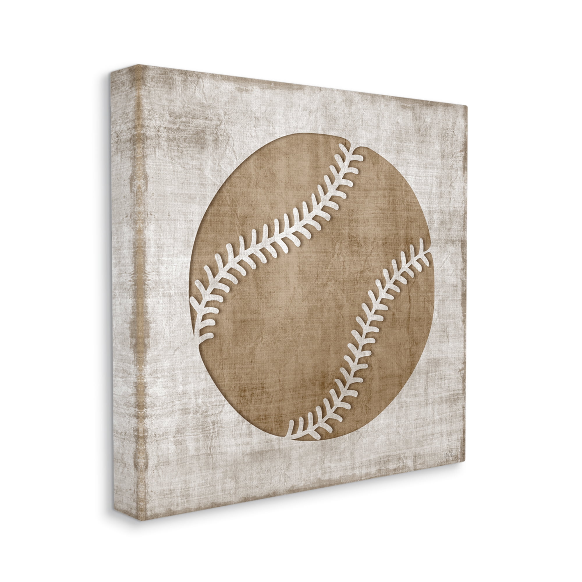Stupell Industries Weathered Baseball Silhouette Shape Rustic Sports Sign Graphic Art Gallery Wrapped Canvas Print Wall Art, Design by Natalie Carpentieri