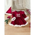 thumbnail image 2 of Diconna Costume de Noël pour Fille Bébé, Tenue de Père Noël, Couleur Contrastée, Manches Longues, Col Rond, Robe Trapèze, Barboteuse + Chapeau, 2 of 9