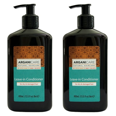 Arganicare Leave in Conditioner for Dry & Damaged Hair Enriched with Organic Argan Oil. 13.5 fl. Oz. 2 Pack (The Best Leave In Conditioner For Dry Damaged Hair)