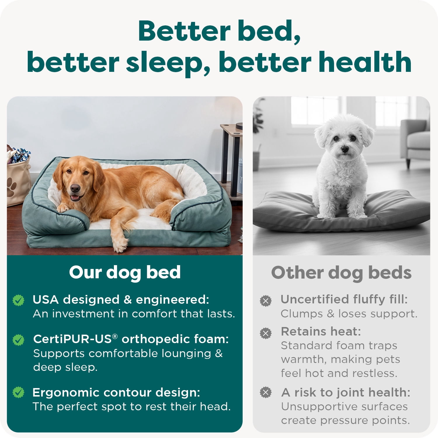 FurHaven Orthopedic Dog Bed For Large Dogs, Sofa-style With Orthopedic Egg Crate with a Solid Orthopedic Foam Base for Joint Support, Washable Cover, Jumbo XL, Plush & Velvet Waves, Celadon Green