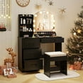 thumbnail image 5 of Costway Vanity Set with Mirror and Lights Dressing Table and Chair 4 Drawers 3 Open Shelves Black, 5 of 10