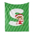thumbnail image 1 of Christmas Alphabet Soft Flannel Fleece Blanket, Pattern of a Girl and the Letter S on a Striped Background, Cozy Plush for Indoor and Outdoor Use, 70" x 90", Green Dark Coral White, by Ambesonne, 1 of 6
