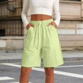 thumbnail image 7 of WCJM Loose Fit Flat Cloth Shorts for Women High Waist Elastic Drawstring Knee Length Casual Daywear with Pockets Casual Pants for Women, 7 of 7