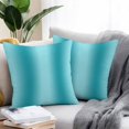 thumbnail image 2 of Turquoise Ombre Throw Pillow Covers 24x24 Inch Set of 2, Farmhouse Teal Gradient Modern Art Waterproof Outdoor Pillow Covers, Decorative Cushion Pillowcases for Couch, Sofa, Bed, Garden, Patio, 2 of 9