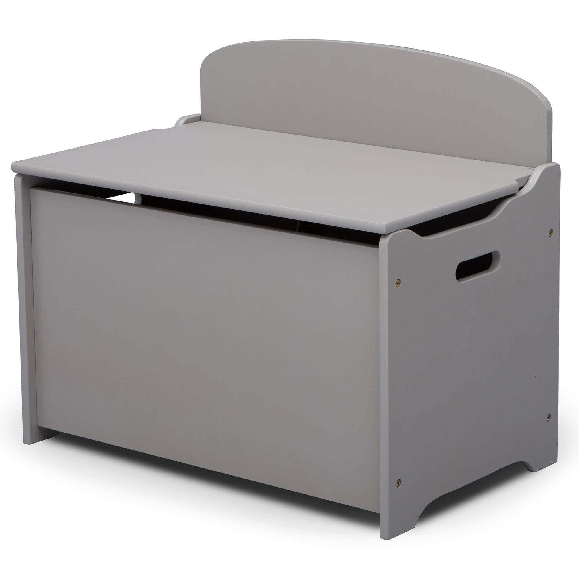 Delta Children MySize Deluxe Toy Box Kid's Room Organizer Storage, Gray