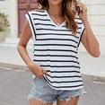 thumbnail image 2 of XuJwPNcy Cap Sleeve Tshirts for Women Fashion Summer Striped V Neck Tank Tops Baggy Comfy Tunic Tops, 2 of 5