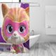 thumbnail image 3 of Cortina de ducha Superkitties, opaca, para baño, impermeable, resistente al moho, bloquea la privacidad, probador, patrón de impresión fina con arte de patchwork, 72 x 72 pulgadas, talla única., 3 of 8