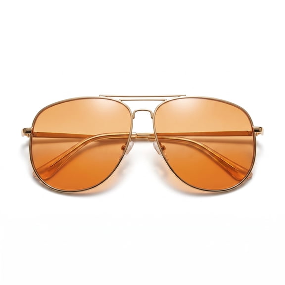 RUNDRAW Oversized Aviator Sunglasses for Women Gold Frame Brown Lens Retro UV Protection