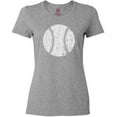 thumbnail image 3 of Inktastic Distressed Baseball in White Women's T-Shirt, 3 of 5