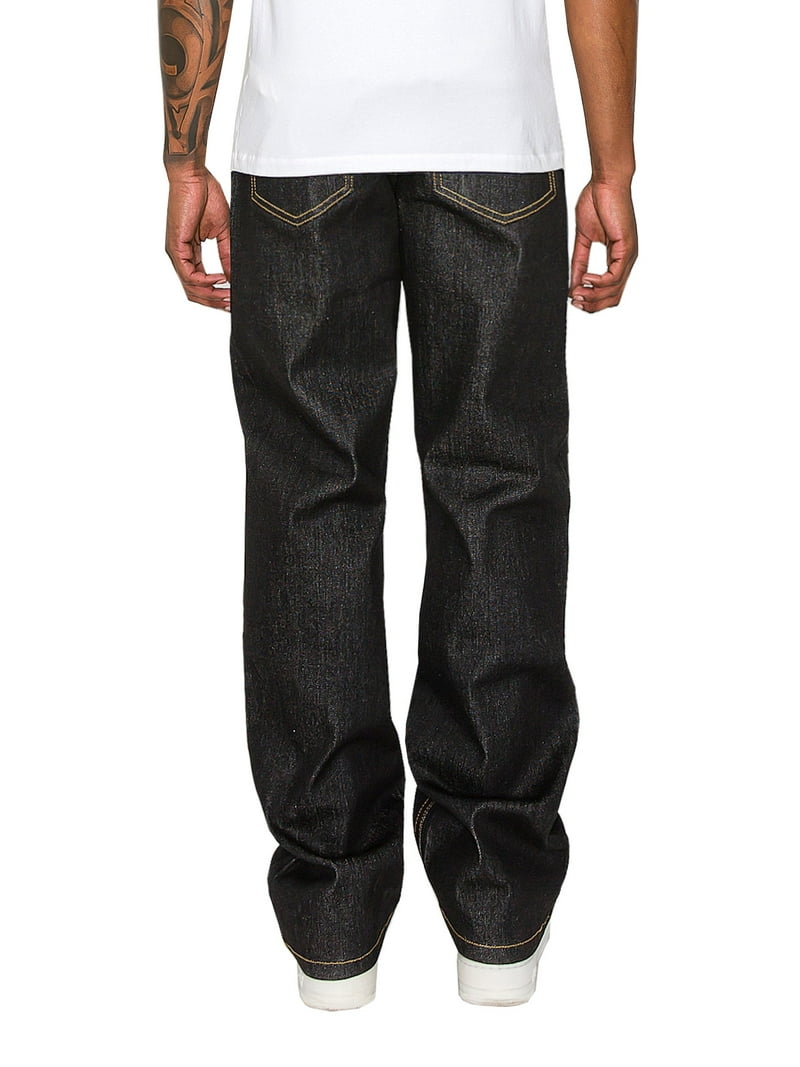Victorious Men's Essential Baggy Raw Denim Jeans DL998 Black 34/32