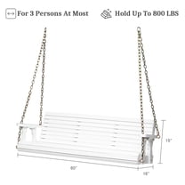 UBesGoo 5FT Wooden Porch Swing, 800LB Capacity White Hanging Bench for Garden & Patio