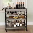 thumbnail image 1 of 3-Tier Bar Cart with Wheels | Rolling Serving Cart with Wine Rack & Removable Tray, 1 of 9