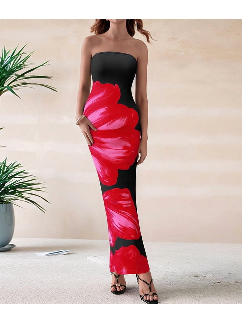 black and red wedding guest dress The Briar