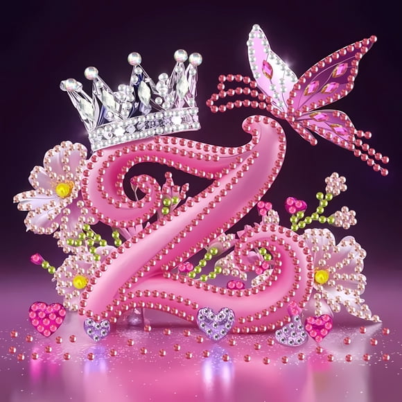 Kit de pintura de diamantes de forma irregular: Un kit de pintura de diamantes 5D ideal para niños y adultos principiantes. Diseño artístico de la letraZ, tamaño: 20 x 20 cm.